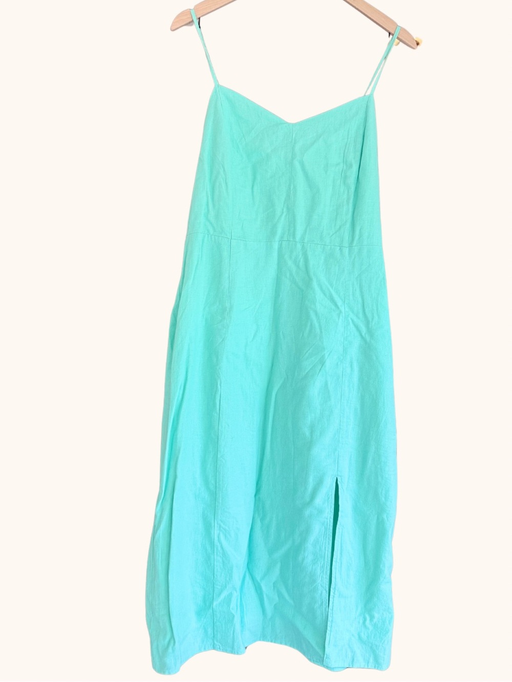 J.Crew Aqua Linen Blend Smocked Back Maxi Dress Size 12